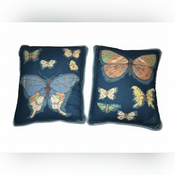 Vintage Butterfly Specimens Square Decorative Printed Throw Pillows Set of 2 - Picture 1 of 5